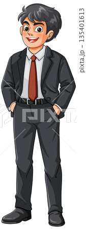 Smiling Young Businessman in Formal Suit Illustration 135401613
