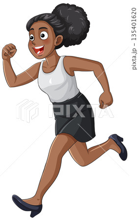 Businesswoman Running in Office Attire Cartoon Vector Businesswoman Running in Office Attire Cartoon Vector 135401620