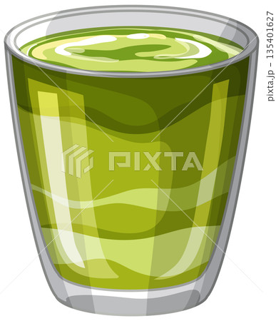 Vector Illustration of a Matcha Green Tea Latte in a Glass Vector Illustration of a Matcha Green Tea Latte in a Glass 135401627