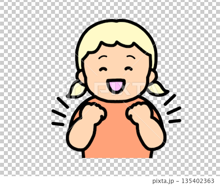 Delighted (fist pump) blonde girl 135402363