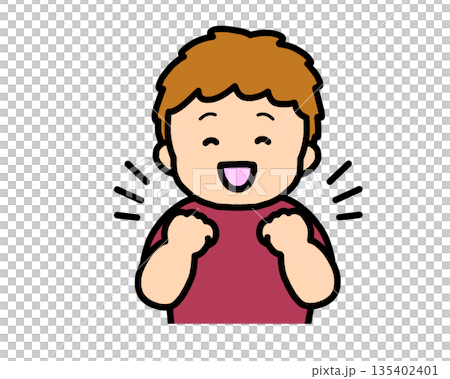 Happy (fist pump) brown-haired boy Happy (fist pump) brown-haired boy 135402401