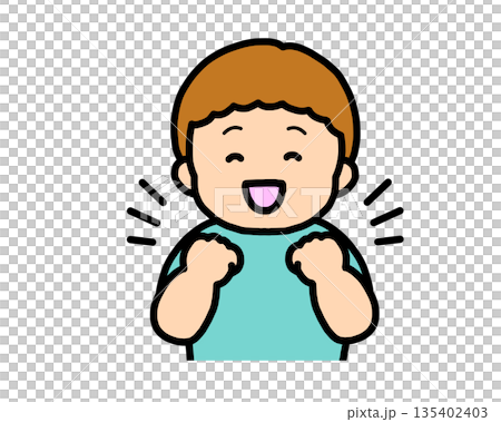 Happy (fist pump) brown-haired boy Happy (fist pump) brown-haired boy 135402403