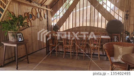Restaurant interior made entirely of bamboo with natural aesthetics Restaurant interior made entirely of bamboo with natural aesthetics 135402495