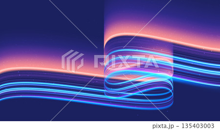 Cyberpunk high-speed motion trail on starry space background 135403003