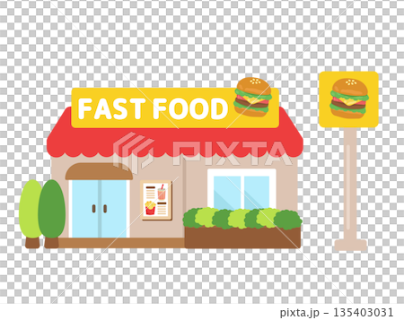 Casual fast food restaurant building illustration Casual fast food restaurant building illustration 135403031