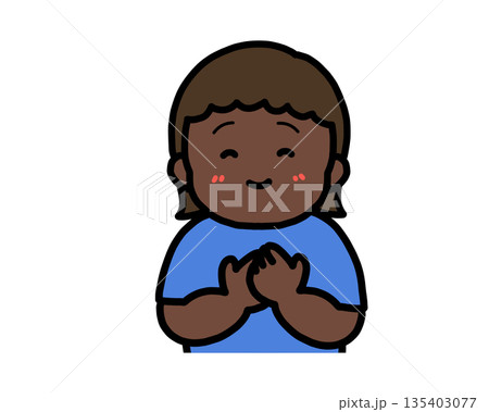 安心する　黒人の女の子 135403077