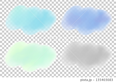 水彩風にじみイラスト　寒色セット 135403083