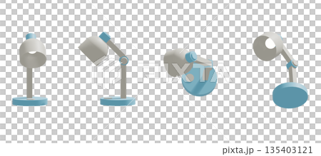 シンプルなデスクライトの3Dイラストセット 135403121
