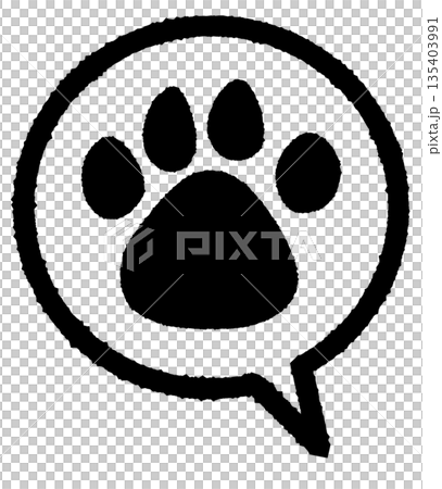 シンプルなふきだしのイラスト 肉球 モノクロ シンプルなふきだしのイラスト 肉球 モノクロ 135403991