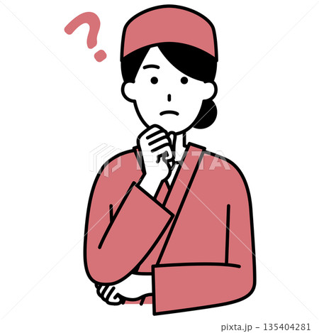 アイデアを考える和食屋の女性店員 135404281