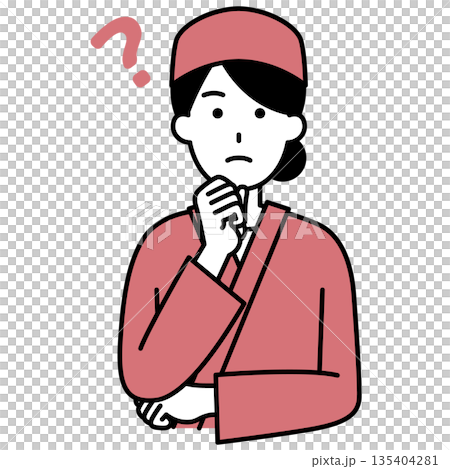 アイデアを考える和食屋の女性店員 135404281