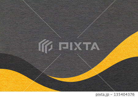 Textured black paper background with yellow wavy lines and waves, copy space for banner, presentation Textured black paper background with yellow wavy lines and waves, copy space for banner, presentation 135404376