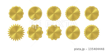 Set of ten shiny golden labels with various shapes Set of ten shiny golden labels with various shapes 135404448