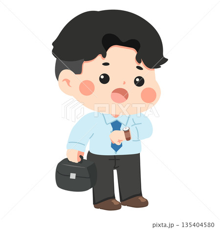 Man Checking Watch with Briefcase Man Checking Watch with Briefcase 135404580