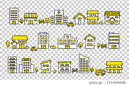 房屋和建築圖標集 | 住房和設施向量素材 房屋和建築圖標集 | 住房和設施向量素材 135404686