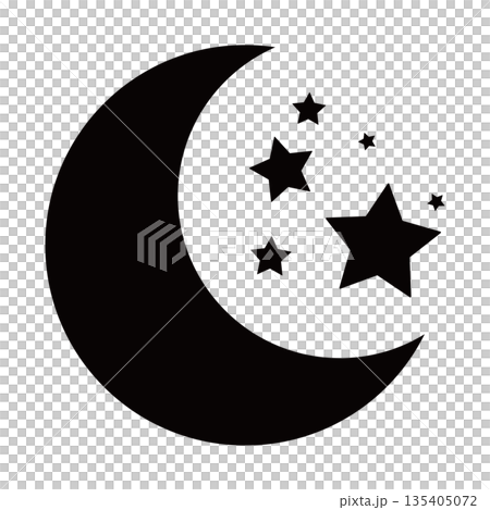 簡單的月亮和星星圖標 簡單的月亮和星星圖標 135405072