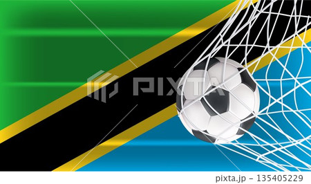 Tanzania National Flag with Soccer Ball in Goal Net - Sports Competition and Football Championship Concept Tanzania National Flag with Soccer Ball in Goal Net - Sports Competition and Football Championship Concept 135405229