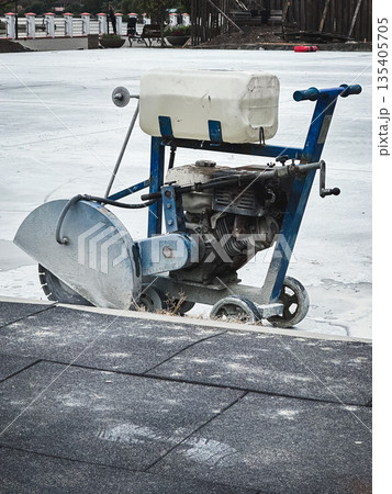 Concrete saw on a construction site 135405705