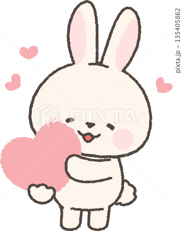ハートを持つ白うさぎ ハートを持つ白うさぎ 135405862