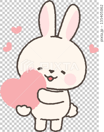 ハートを持つ白うさぎ ハートを持つ白うさぎ 135405862