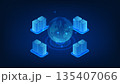 Space Data Center Technology Concept with Servers Orbiting Earth, Global Cloud Computing, Futuristic Network Infrastructure, Satellite Data Storage and Digital Transformation 135407066