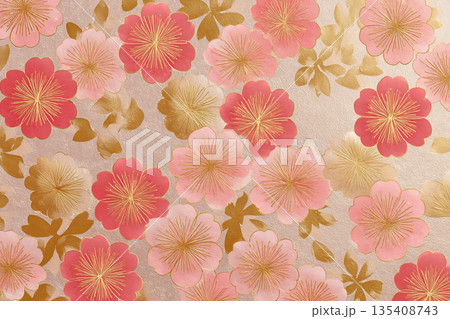 金箔の花柄デザイン 135408743