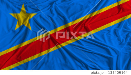 Democratic Republic of the Congo flag with fabric texture background. National flag of the Democratic Republic of the Congo with cloth texture Democratic Republic of the Congo flag with fabric texture background. National flag of the Democratic Republic of the Congo with cloth texture 135409164