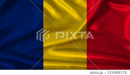 National flag of Chad with cloth texture. Chad flag with realistic texture background National flag of Chad with cloth texture. Chad flag with realistic texture background 135409178