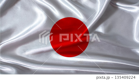 National flag of Japan with cloth texture. Japan flag with realistic texture background National flag of Japan with cloth texture. Japan flag with realistic texture background 135409224