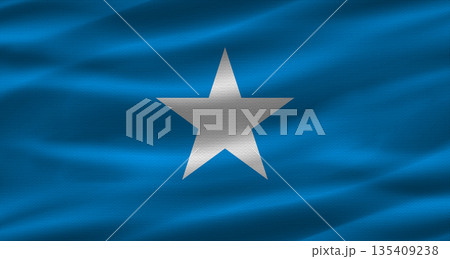 Somali flag with fabric texture. Realistic flag of Somalia waving Somali flag with fabric texture. Realistic flag of Somalia waving 135409238
