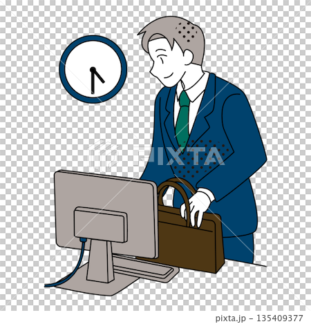 Illustration of a businessman finishing work and leaving work 135409377