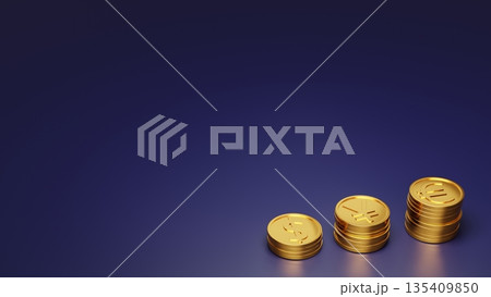 ネイビー背景のコピースペースと金貨 信頼あるユーロ投資・国際金融・安定運用のイメージ ネイビー背景のコピースペースと金貨 信頼あるユーロ投資・国際金融・安定運用のイメージ 135409850