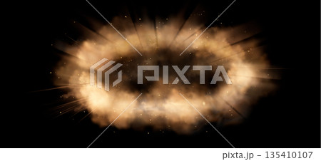 Brown dust explosion effect on black background Brown dust explosion effect on black background 135410107