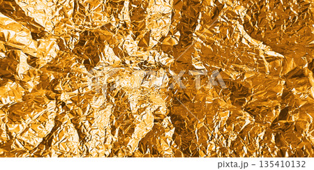 Gold foil texture with glossy crumpled surface 135410132