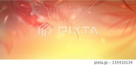 Tropical summer background with blurred palm leaf 135410134