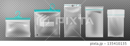 Plastic bag mockup set with ziplock pouches 135410135