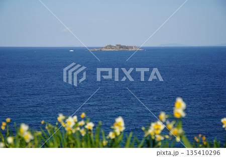 水仙の丘からのぞむ軍艦島 水仙の丘からのぞむ軍艦島 135410296