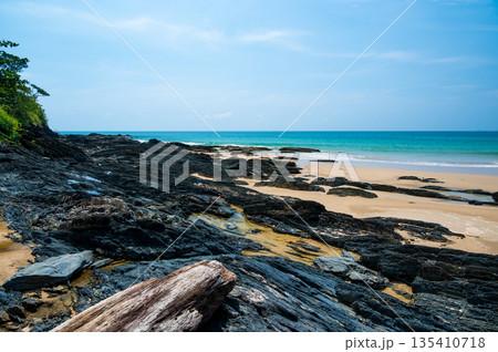 Landscape view of Kantiang Bay and beach, Ko Lanta, Thailand. Tropical island with white sand. Landscape view of Kantiang Bay and beach, Ko Lanta, Thailand. Tropical island with white sand. 135410718