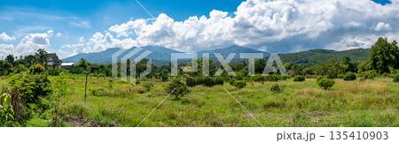 Panorama view of mountains near the Chiang Mai city, Thailand. Summer day. 135410903