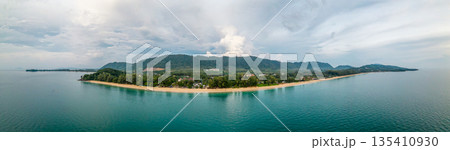 Panoramic view of Koh Lanta island, Thailand. Aerial point of view to tropical island. 135410930