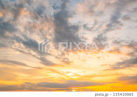 Dramatic clouds at sunset or sunrise time. 135410985