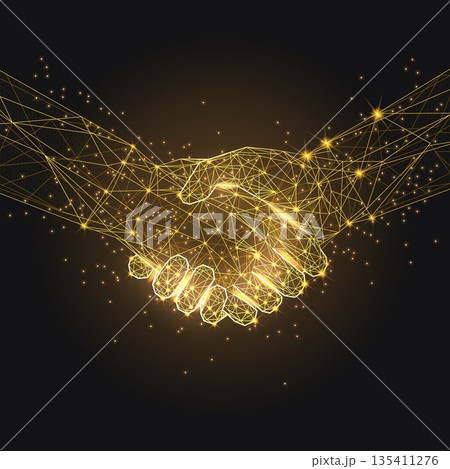 Golden Handshake Wireframe - Digital Business Deal Strategic Partnership Icon Golden Handshake Wireframe - Digital Business Deal Strategic Partnership Icon 135411276