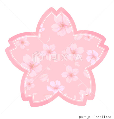 手描きの桜シルエットフレーム 135411328