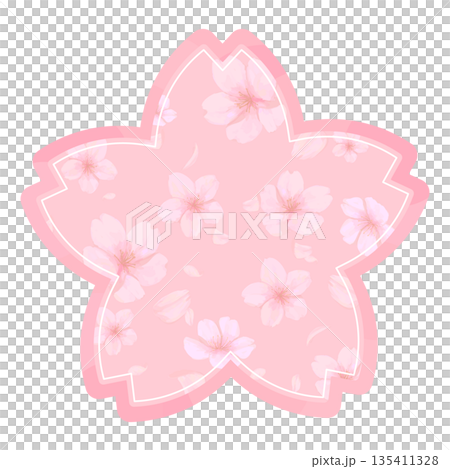 Hand drawn cherry blossom silhouette frame 135411328