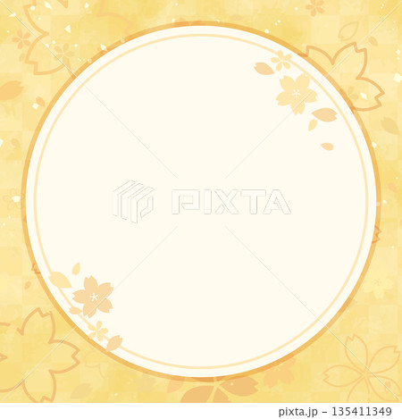 桜の金色背景と円形フレーム_正方形 135411349