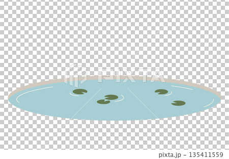 以自然和環境為主題的簡約池塘向量背景 135411559