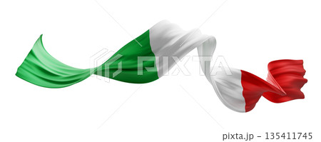 Italian flag isolated on white background Italy ribbon design 3D render 135411745