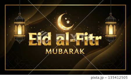 Eid al-Fitr Mubarak Luxury Night Islamic Design 135412505
