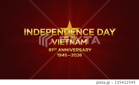 Vietnam Independence Day 81st Anniversary Red Background 135412545