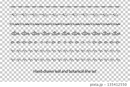 Hand drawn plant line set. Hand drawn plant line set. 135412550
